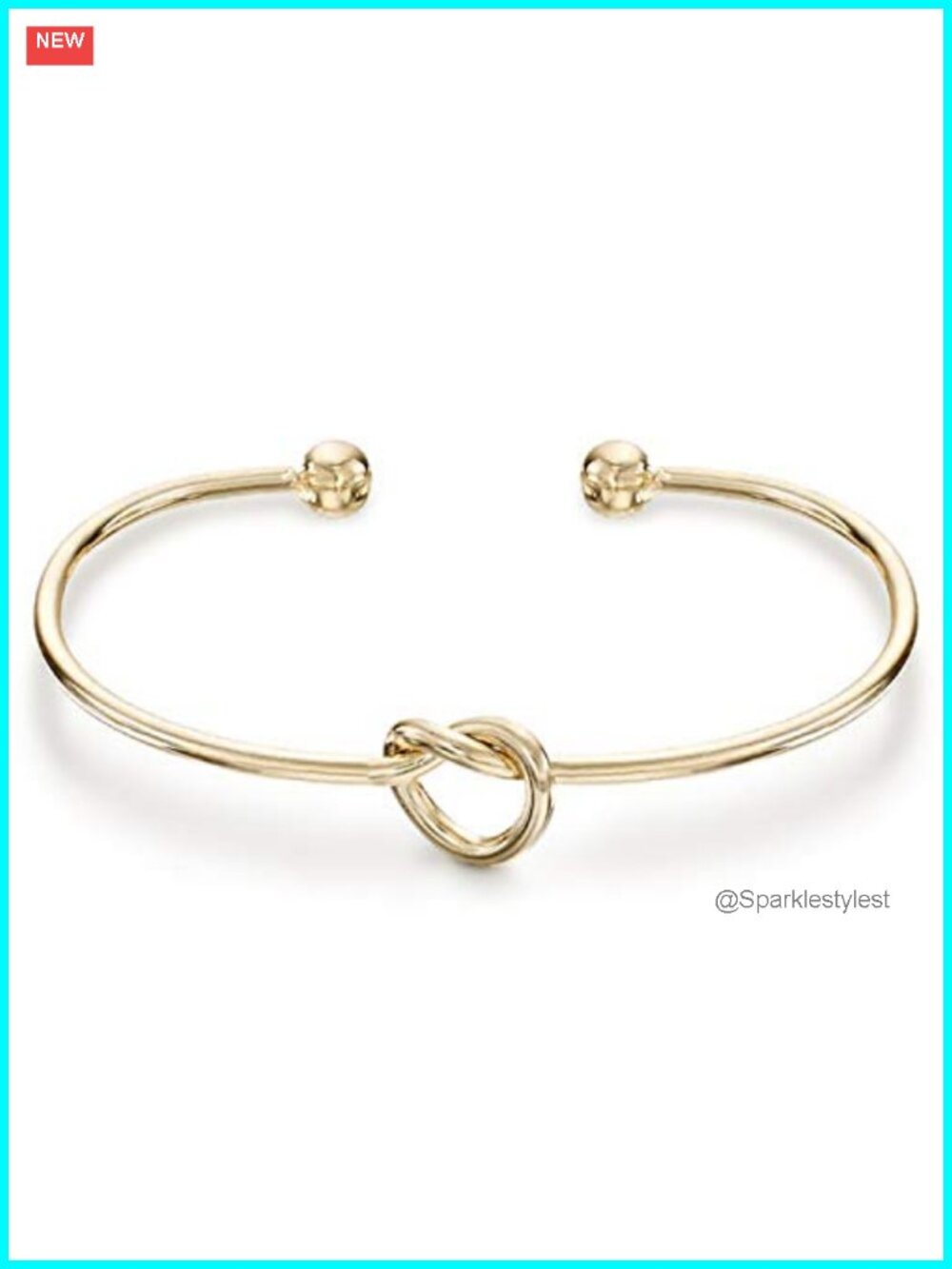 14K Gold Plated Love Knot Infinity Bangle Bracelet Adjustable Gift for Her